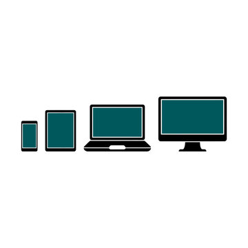Responsive web design digital devices screens set icons with responsive