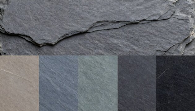 Close up macro photography of natural slate stone surface showing subtle cleavage lines and fine mineral patterns for luxury backdrop design