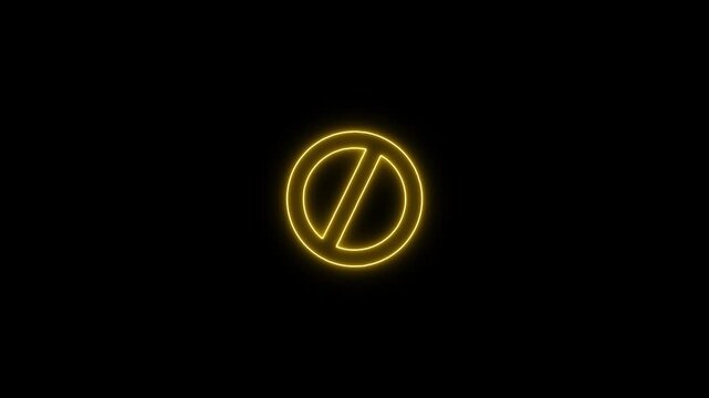 Neon do not sign glow and animation on black background. No Symbol animation isolated black screen. Prohibition Red Sign Chroma Key