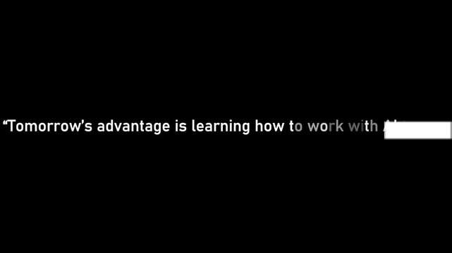 Typography featuring a minimalist quote about future work advantages stands out against a solid black background.