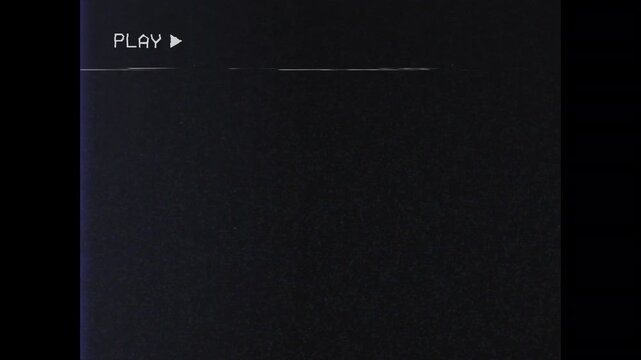 Retro VHS Tape VCR Animation with Analog Glitches. Vintage Videocassette Playback, Rewind and FFD Screen with Static TV Noise, Interference and VHS Artifacts. Transparent Background Overlay. 3x4.