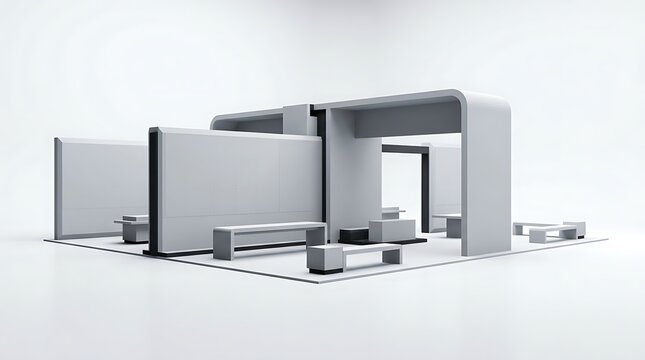 Exhibition Booth Design 3d Render of a Minimalist Trade Show Stand