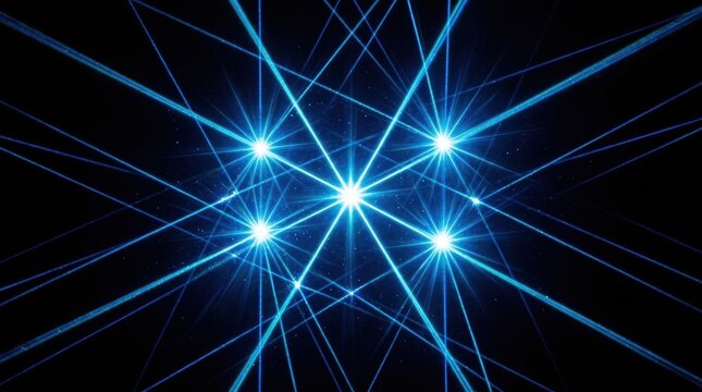 High-tech blue laser grid network with intersecting beams for futuristic digital display
