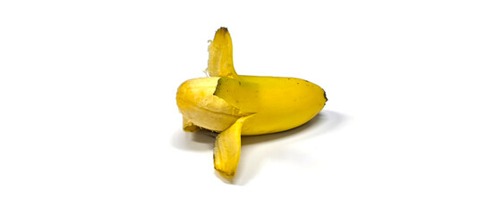 Fresh. ripe bananas have a white inner layer  a tropical fruit. © Pisan