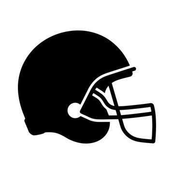 Bold black American football helmet vector icon representing powerful sport competition and protective athletic gear design