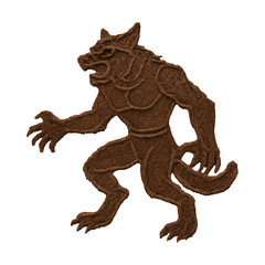 Fototapeta premium PNG Textured brown werewolf silhouette design.