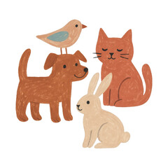Fototapeta premium PNG Cute animal friends illustration