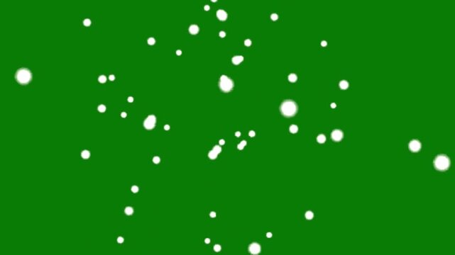 Realistic white snowfall particles animation over chroma key green screen loop
