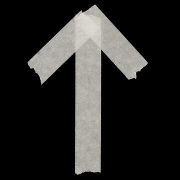 White Adhesive Tape Arrow Shape Isolated on Black Background