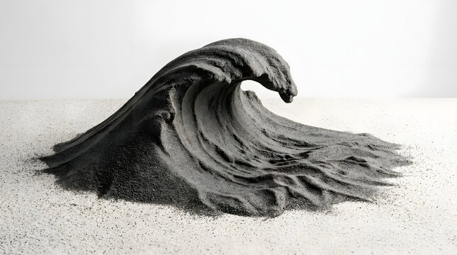 Creative sand sculpture shaped like a cresting wave