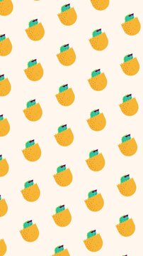Vertical Dinosaur egg seamless pattern looping animation