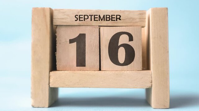 Month of September wooden block calendar timelapse.