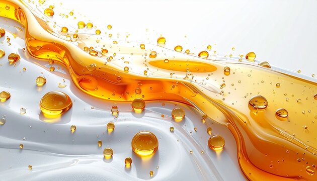 gocce e colature ad onde di liquidi densi color arancione e bianco brillante