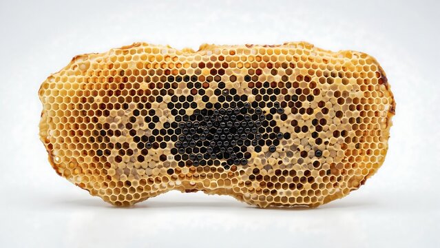 Fresh Natural Honeycomb Slice Isolated on White Background for Organic Food and Beekeeping Concept