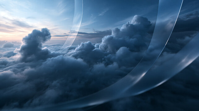 Abstract Cloud Computing Background with Transparent Glass Waves