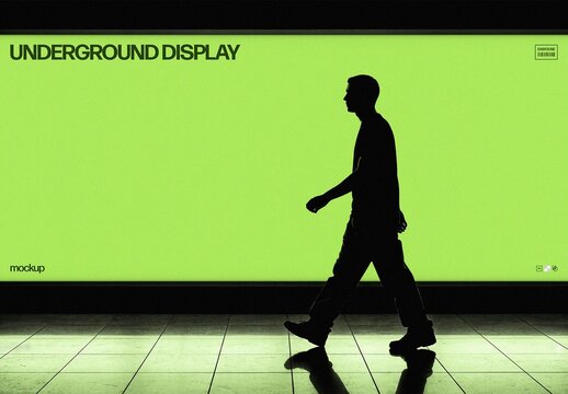 Underground Advertising Screen Mockup For Branding And Advertising Design