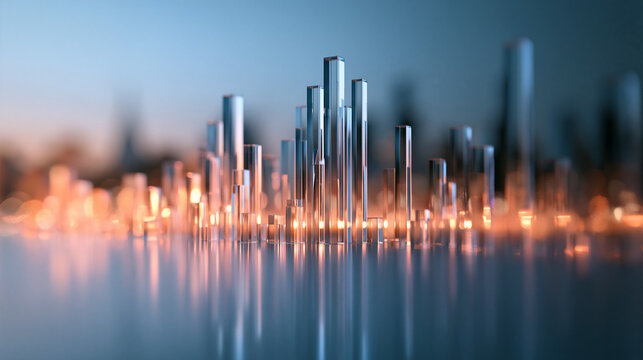 Futuristic Glass City Skyline Representing Data and Technology