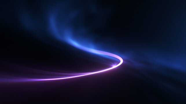 Futuristic Glowing Neon Light Wave on Dark Background
