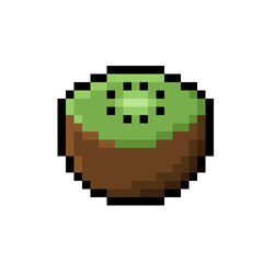Fototapeta premium Pixel Art Cut Kiwi Fruit Half Icon 
