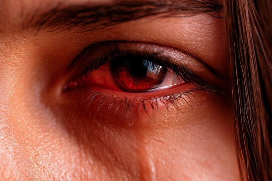Person with Red Watery Eyes Suffered Damage from Solar Eclipse Exposure