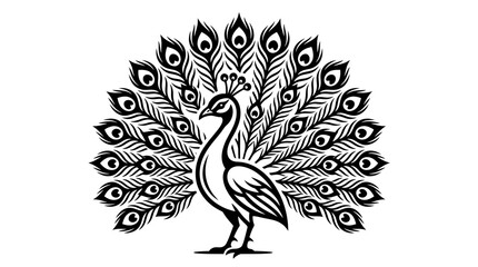 Fototapeta premium Peacock bird with full feather tail display.
