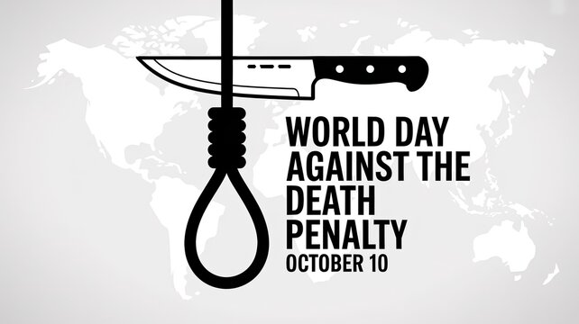 Day against the death penalty featuring a hanging noose and a sharp kitchen knife symbol october des