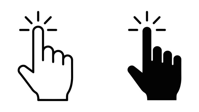 Clicking mouse cursor hand pointer vector icon for interactive website button elements