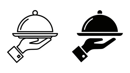 Fototapeta premium Cloche serving tray icon vector illustration for restaurant and hospitality branding