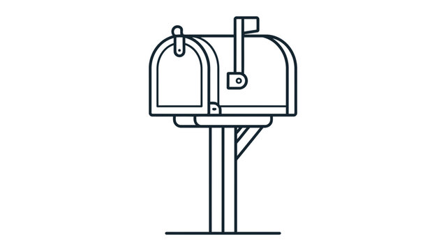 Classic Mailbox Icon: A clean, minimalist illustration of a traditional post box on a sturdy pole, ready to receive letters and parcels.