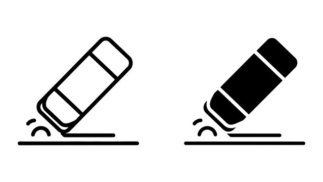 Eraser tool removing a line icon isolated on transparent background vector graphic