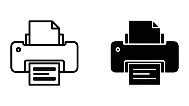 Office printer with document paper sheet icon isolated on transparent background vector