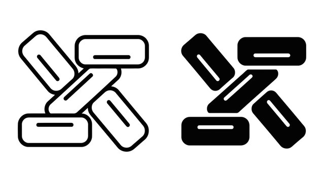 Stack of rectangular blocks vector icon set isolated on white background for construction
