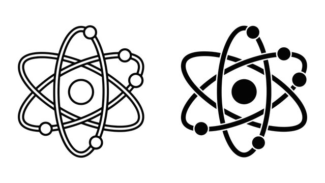 Scientific atomic structure icon with orbiting electrons in vector format