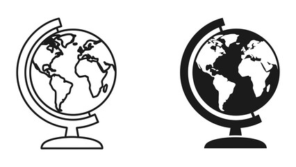 Classic educational classroom globe on stand vector icon set isolated on white © ASHRAFUR 