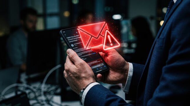 Cybersecurity threat alert on a smartphone screen