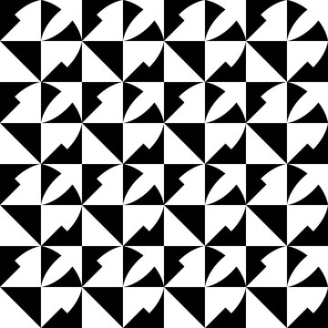 Seamless pattern with geometric motifs in black and white