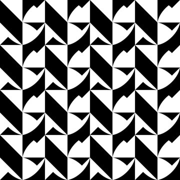 Seamless pattern with geometric motifs in black and white