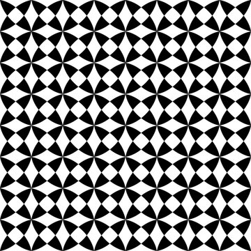 Seamless pattern with geometric motifs in black and white