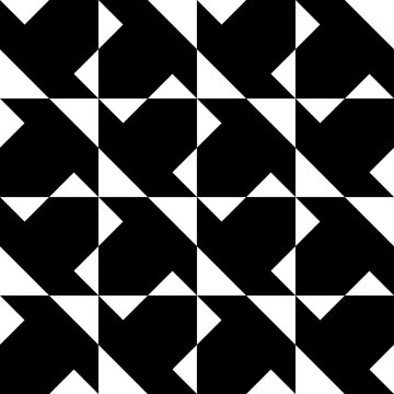 Seamless pattern with geometric motifs in black and white
