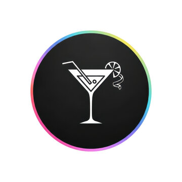 Cocktail icon with lemon and straw isolated on transparent background