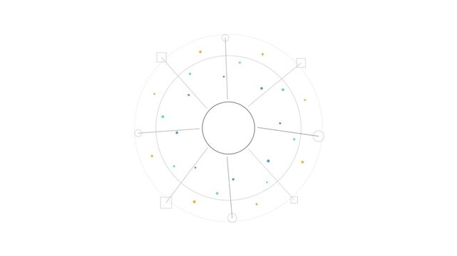 Esoteric astrological chart wheel with geometric lines and mystical symbols on white background vector illustration