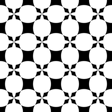 Seamless pattern with geometric motifs in black and white