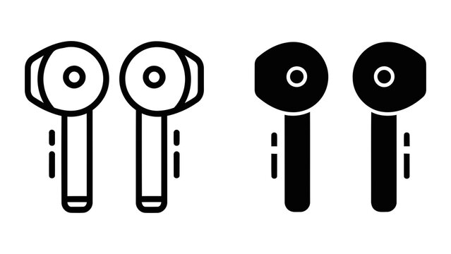 Wireless earbuds vector icon set for modern audio technology and music branding