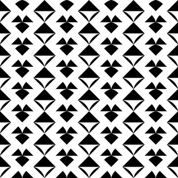 Seamless pattern with geometric motifs in black and white