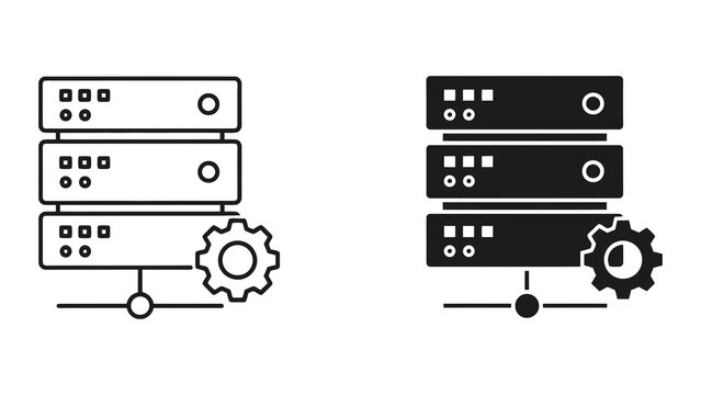 Server maintenance and configuration icon set isolated on transparent background