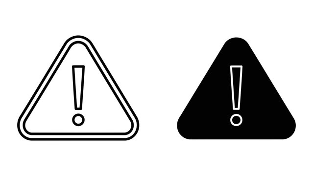 Warning exclamation mark icon vector set isolated on transparent background for alert