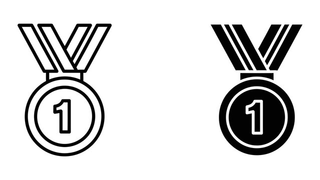 Winner medal with number one icon set as vector illustration isolated on white