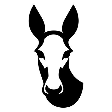 Icono con dibujo sencillo con la silueta de la cabeza de un burro mirando al frente