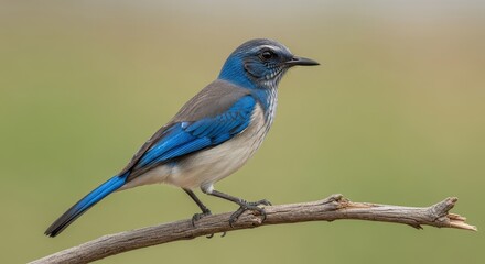 Obraz premium Western Bluebird Perched on a Branch in Soft Natural Light.