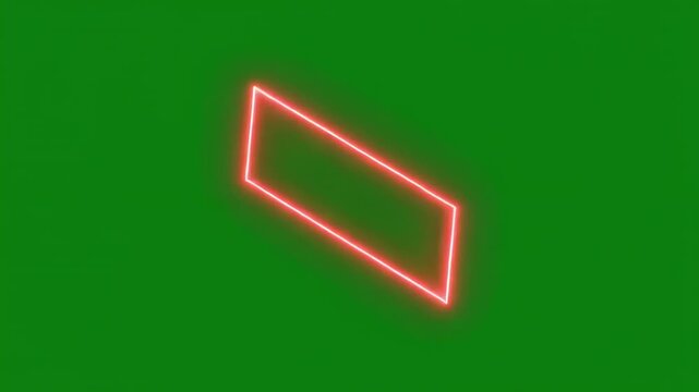 Red neon rectangles animate on a green screen background with subtle camera zoom and pan